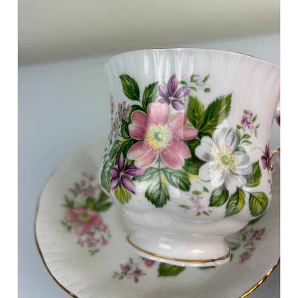 Vintage Paragon Flower Festival Teacup & Saucer Set, Pink Purple Floral, England - Picture 6 of 15